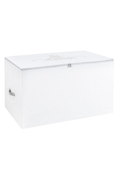 Cicek Desen Baskili Hurc Beyaz Gri 74X46X46 Cm - Resim 2