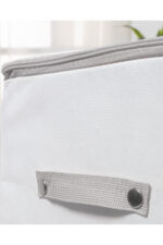 Cicek Desen Baskili Hurc Beyaz Gri 74X46X46 Cm - Resim 3