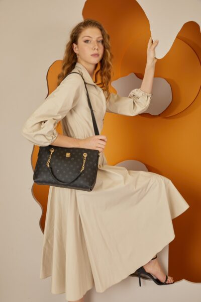 Siyah Monogram Kadin Omuz Cantasi 05Po22Y1561 - Resim 1