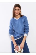 Lcwaikiki Basic Bisiklet Yaka Duz Uzun Kollu Kadin Triko Kazak - Resim 3