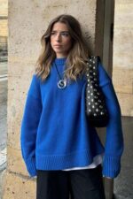 Bisiklet Yaka Kadin Triko Kazak W49706Z8 - Resim 4