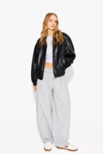 Oversize Suni Deri Ceket - Resim 3