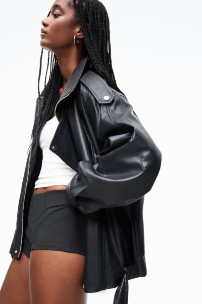 Kemerli Suni Deri Ceket - Resim 1