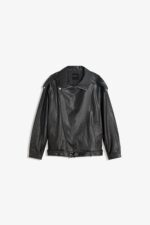 Kemerli Suni Deri Ceket - Resim 2