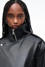 Kemerli Suni Deri Ceket - Resim 4