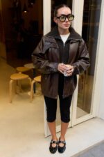 Oversize Suni Deri Ceket - Resim 1