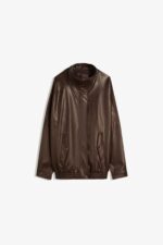 Oversize Suni Deri Ceket - Resim 2