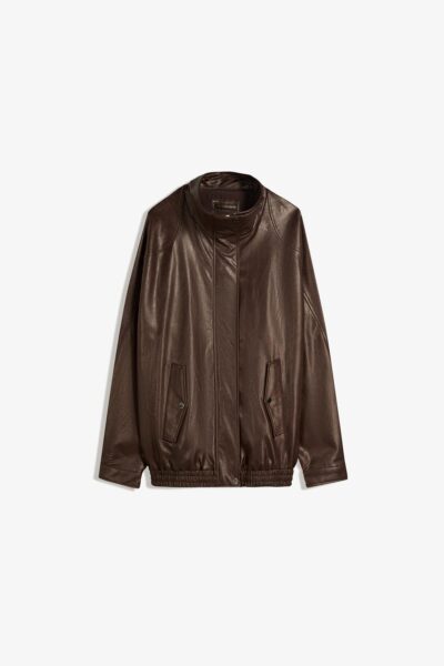 Oversize Suni Deri Ceket - Resim 2