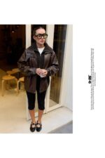 Oversize Suni Deri Ceket - Resim 3