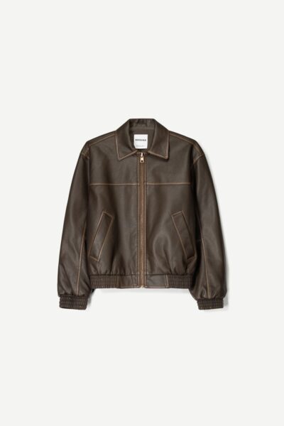 Oversize Suni Deri Ceket - Resim 2