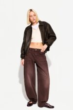 Oversize Suni Deri Ceket - Resim 4