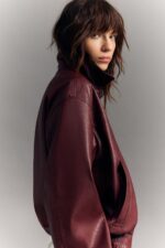 Oversize Suni Deri Ceket - Resim 3