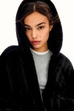 Kapusonlu Suni Kurk Efektli Ceket - Resim 1