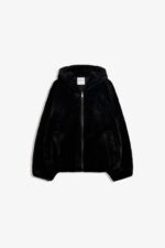 Kapusonlu Suni Kurk Efektli Ceket - Resim 2