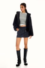 Kapusonlu Suni Kurk Efektli Ceket - Resim 4