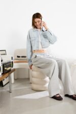 Crop Denim Ceket - Resim 4