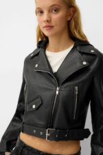 Suni Deri Biker Ceket - Resim 4