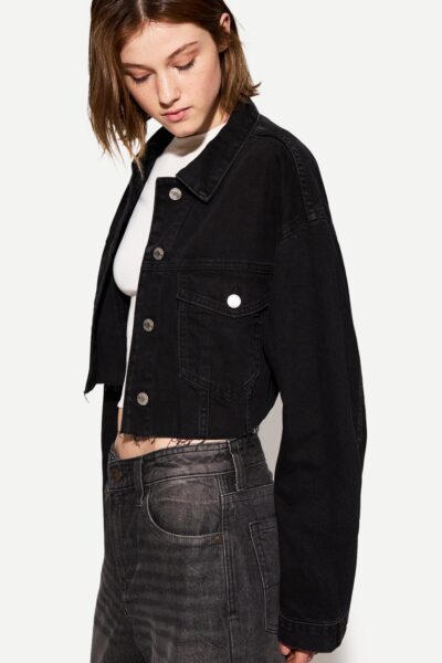 Crop Denim Ceket - Resim 1