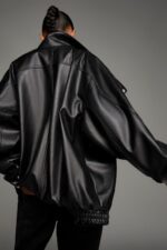Oversize Suni Deri Ceket - Resim 3