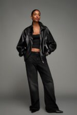 Oversize Suni Deri Ceket - Resim 4