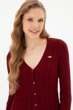 Kadin Bordo Basic Triko Hirka 50313580 Vr014 - Resim 2