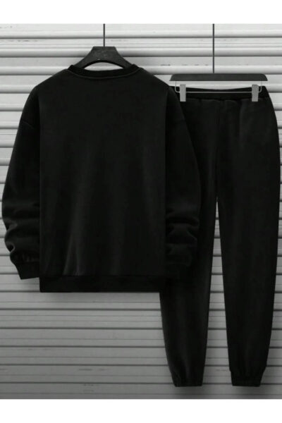 Erkek Siyah Balance Baskili Oversize Bisiklet Yaka Esofman Takimi - Resim 2