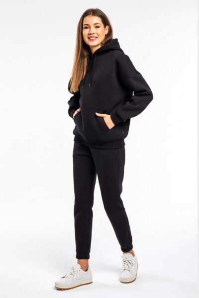 Kapsonlu Kadin Siyah Renkli 2 Iplik Polarli Esofman Takimi Cy84201 - Resim 2