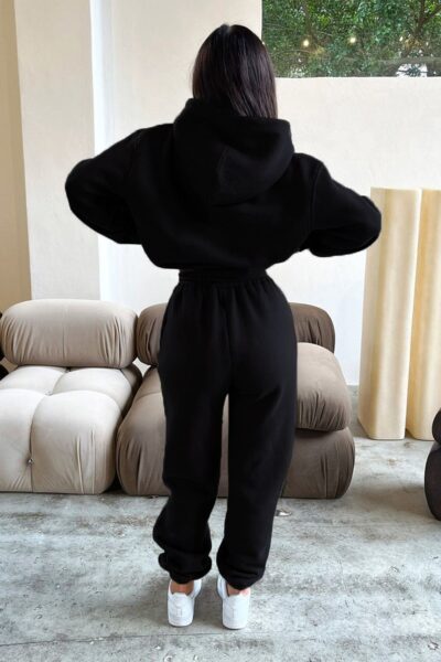 Siyah Fetch Esofman Takimi Baskili Oversize Kapusonlu Sardonlu - Resim 2