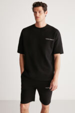 Colombia Erkek 2 Li Set Comfort Fit Rahat Kalip Yazi Nakisli Sardonsuz Siyah Esofman Takimi - Resim 1