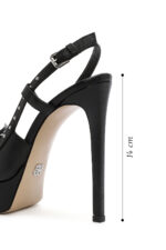 Kadin Siyah Arkasi Acik Platform Yuksek Topuklu Deri Ayakkabi 24Wfd121618 - Resim 2