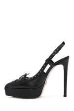 Kadin Siyah Arkasi Acik Platform Yuksek Topuklu Deri Ayakkabi 24Wfd121618 - Resim 4