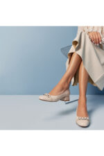 Bej Yaya Kadin Klasik Topuklu Ayakkabi - Resim 1