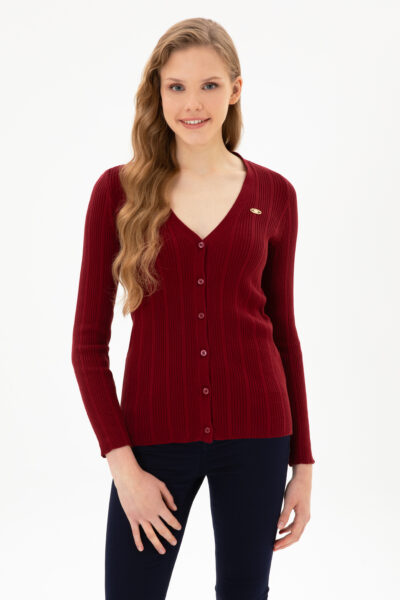 Kadin Bordo Basic Triko Hirka 50313580 Vr014 - Resim 1