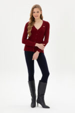 Kadin Bordo Basic Triko Hirka 50313580 Vr014 - Resim 4