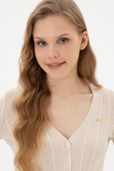 Kadin Krem Basic Triko Hirka 50313580 Vr071 - Resim 2