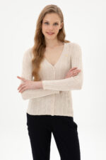 Kadin Krem Basic Triko Hirka 50313580 Vr071 - Resim 3