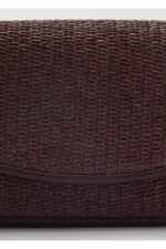 Kapakli Rafya Gorunumlu Omuz Cantasi - Resim 4