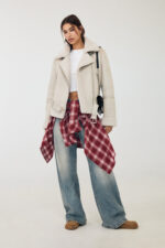 Ici Suni Kurklu Biker Ceket - Resim 1