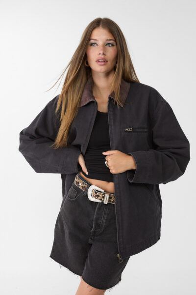 Kontrast Yakali Ve Cepli Ceket - Resim 1