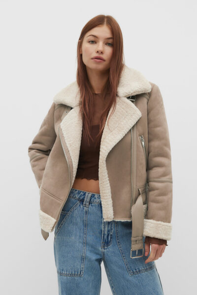 Ici Suni Kurklu Biker Ceket - Resim 1