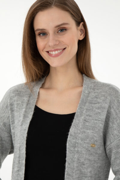 Kadin Gri Melanj Triko Hirka 50297102 Vr086 - Resim 2