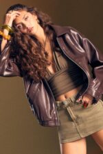 Oversize Suni Deri Ceket - Resim 3