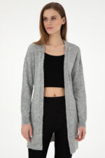 Kadin Gri Melanj Triko Hirka 50297102 Vr086 - Resim 3