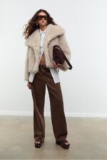 Crop Suni Kurk Ceket - Resim 1