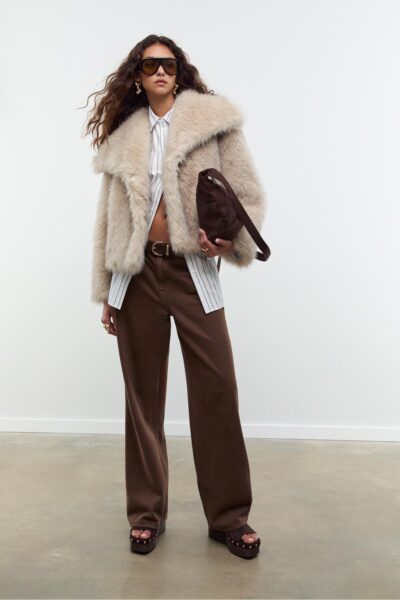 Crop Suni Kurk Ceket - Resim 1