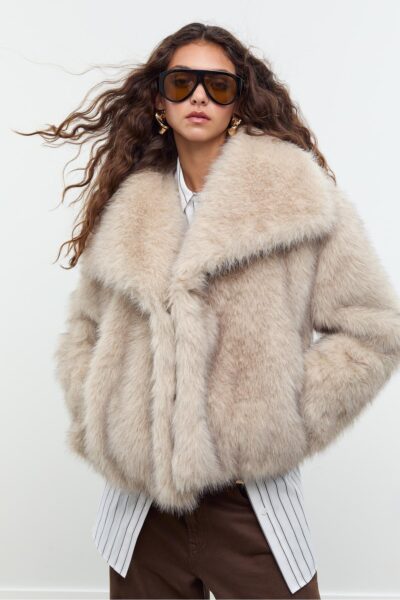 Crop Suni Kurk Ceket - Resim 2