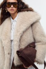 Crop Suni Kurk Ceket - Resim 3