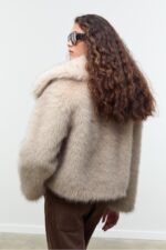 Crop Suni Kurk Ceket - Resim 4