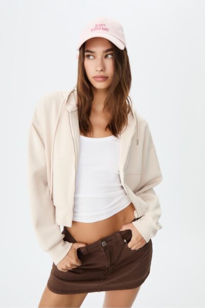 Yumusak Dokulu Fermuarli Sweatshirt - Resim 1