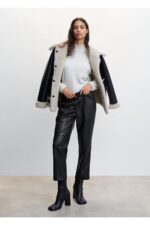 Deri Gorunumlu Beli Elastik Pantolon - Resim 2